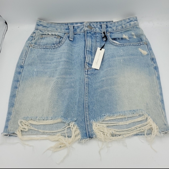 LOVERS + FRIENDS DENIM DISTRESSED ELIJAH MINI SKIRT IN CAMPO SIZE 26 - Picture 3 of 14